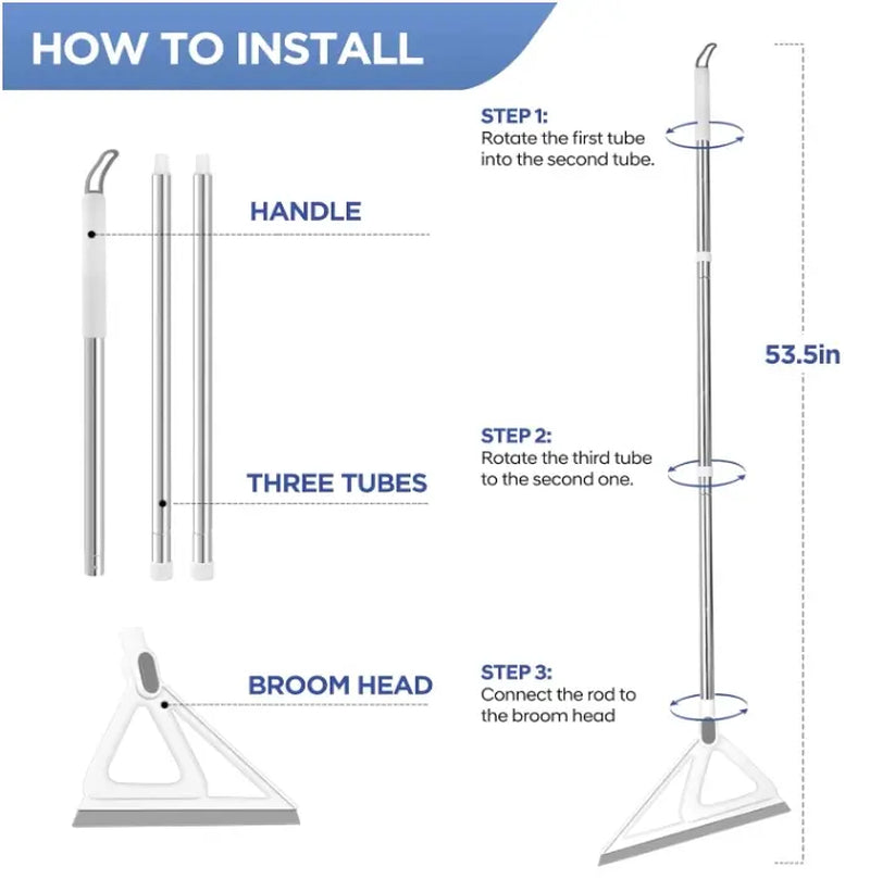 Multifunction Magic Broom, Squeegee Broom for Floor, Rubber Silicone Broom for Floor Cleaning, Magic Broom Sweeper for Living Room, Kitchen, Bathroom-Easy Dry the Glass (Grey, 54 INCH)