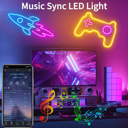 16.4FT RGB Neon Rope Lights – Dimmable with App Control, Smart LED Ambient Backlight for TV, Computer, Bedroom & Living Room, Neon Accent Light, Ideal Christmas Gift Summerwins Led Lighted Led Strip Bulb