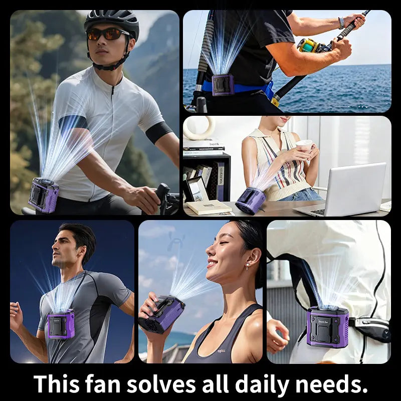 HOOYS USB Rechargeable Handheld Portable Fan, 199-Speed Adjustable, with Waist Clip, Flashlight & Powerdisplay, Personal Fan for Outdoor, Camping, Jobsite, Travel &Indoor Use Summerwins