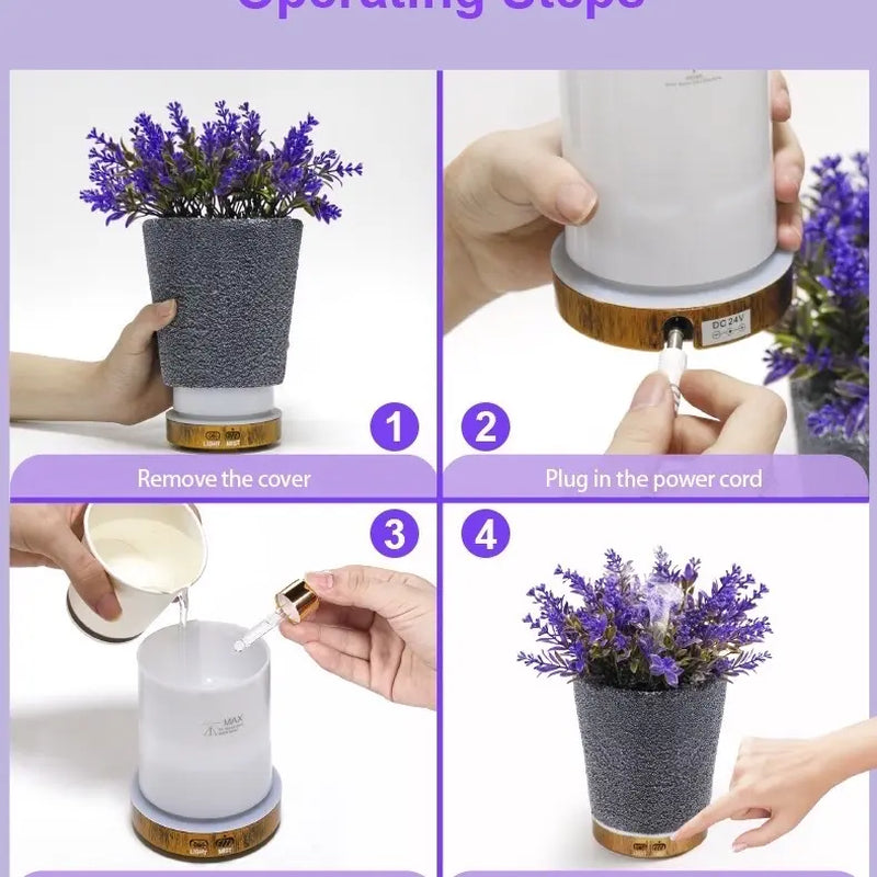 Lavender Flower Vase Aromatherapy Diffuser Humidifier