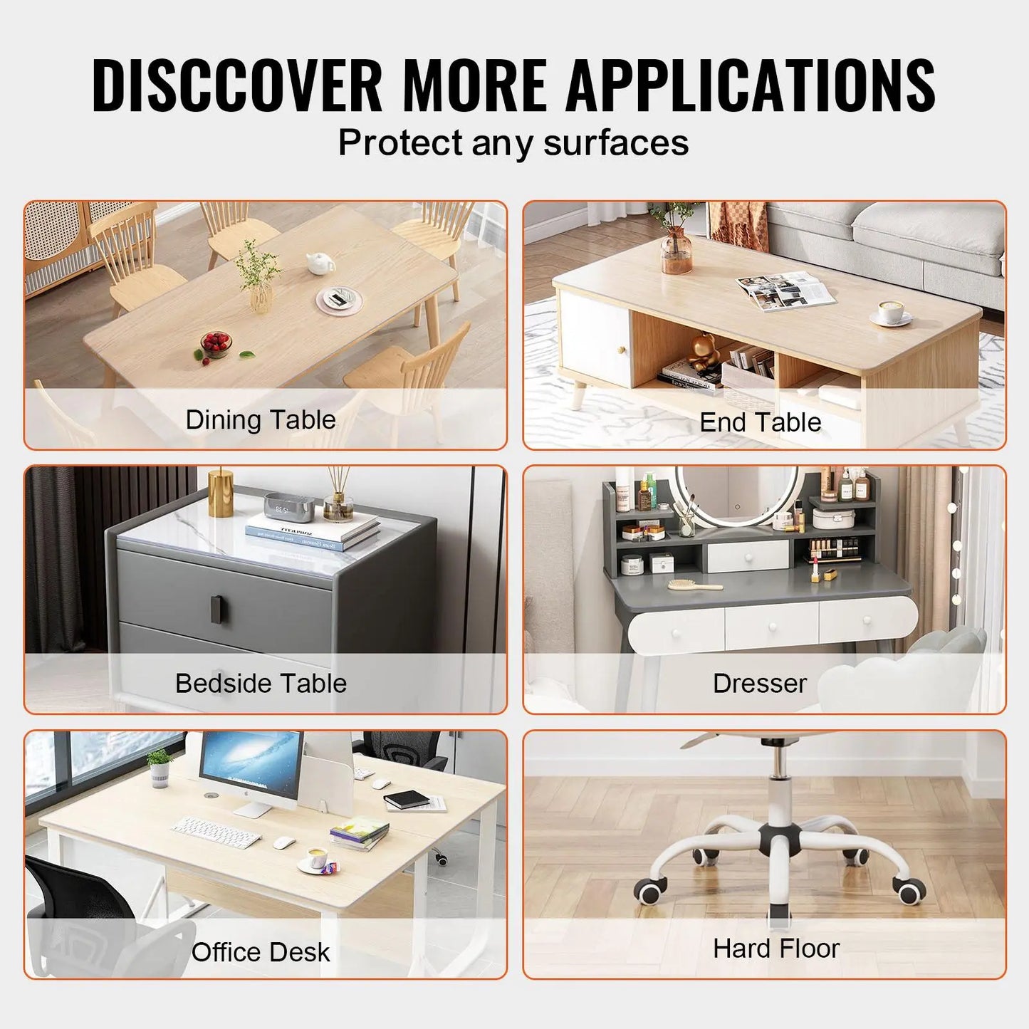 【Dealsforyoudays】Vevor Plastic Table Cover, , 42 X 60 Inch 2.0 Mm Thick Clear Table Protector, Rectangle PVC Desk Mat, Waterproof & Easy Cleaning Desk Pad Tablecloth, for Office Dresser Dining Room Table Night Stand