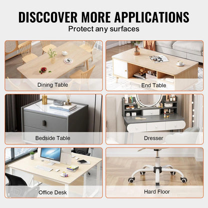 【Dealsforyoudays】Vevor Plastic Table Cover, , 42 X 60 Inch 2.0 Mm Thick Clear Table Protector, Rectangle PVC Desk Mat, Waterproof & Easy Cleaning Desk Pad Tablecloth, for Office Dresser Dining Room Table Night Stand