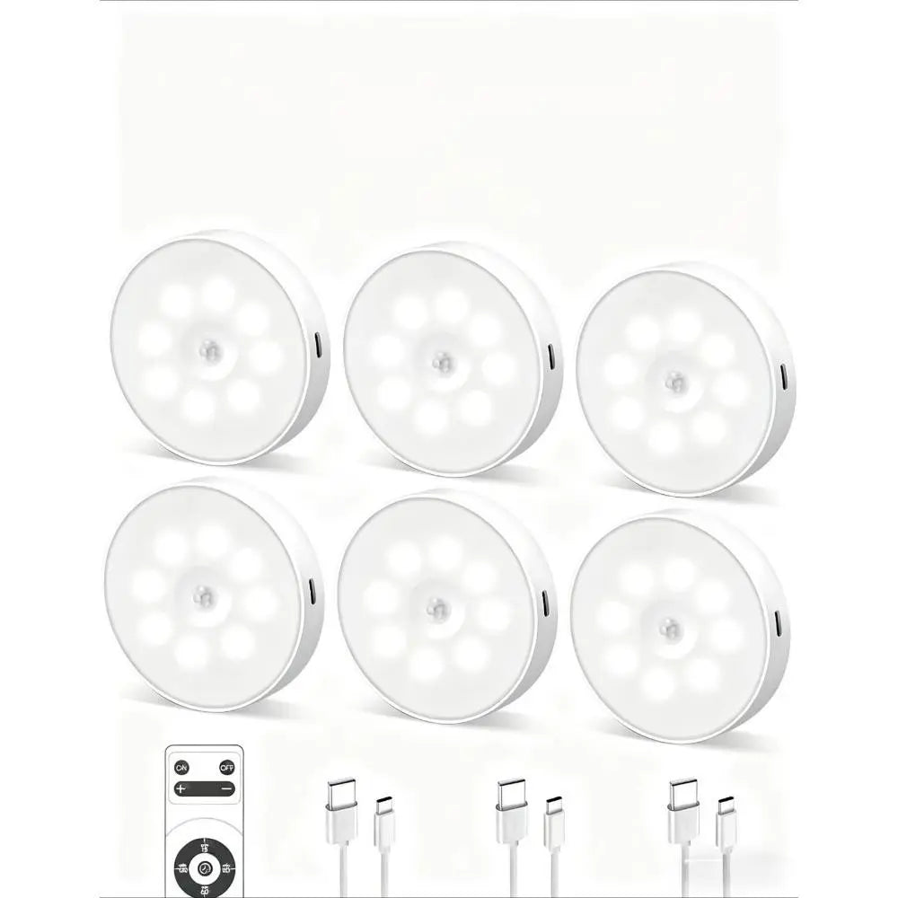 (1/3/6 Pack) Led under Cabinet Lighting, Motion Sensor Light Indoor, 1000Mah Puck Lights with IR Remote, Rechargeable under Counter Lights for Kitchen,Cabinets,Closet,Stairs Indoor, Interior Led Lights
