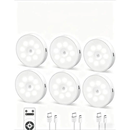 (1/3/6 Pack) Led under Cabinet Lighting, Motion Sensor Light Indoor, 1000Mah Puck Lights with IR Remote, Rechargeable under Counter Lights for Kitchen,Cabinets,Closet,Stairs Indoor, Interior Led Lights