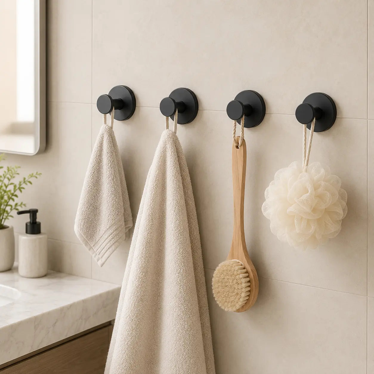 8Pcs Heavy Duty Adhesive Hooks - 15LBS Capacity Each, Waterproof, Damage-Free, Ideal for Bathroom, Kitchen Home Organization Organiser Organiser Organiser Organiser