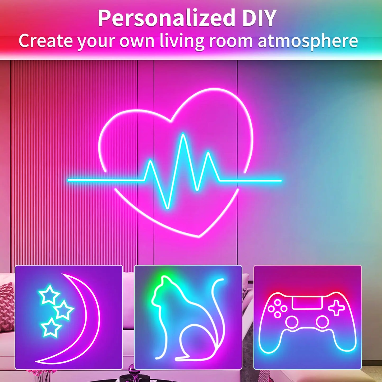 16.4FT RGB Neon Rope Lights – Dimmable with App Control, Smart LED Ambient Backlight for TV, Computer, Bedroom & Living Room, Neon Accent Light, Ideal Christmas Gift Summerwins Led Lighted Led Strip Bulb