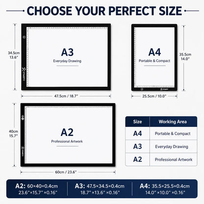 A2 LED Light Pad with Built-In Ruler, 60X40Cm Diamond Painting Light Board, 3-Level Dimming, Ultra-Thin Type-C Tracing Pad for Artists' Drawing & Sketching Supplies