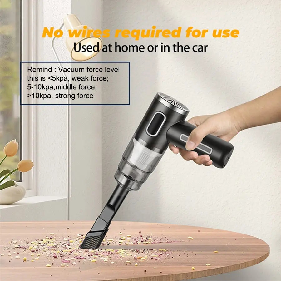 Portable Car Vacuum Cleaner, Rechargeable Handheld Car Vacuum Cleaner, Multifunctional Car Cleaning Tool for Hair & Bookshelf Cleaning, Cordless Stick Vacuum, Handheld Wireless Vacuum