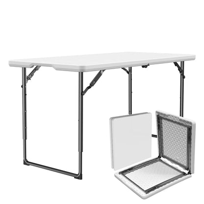Folding Table 4/6/8Ft - Heavy Duty Plastic Table with Handle, Foldable & Portable, Fold-In-Half Utility Tables for Outdoor, Dining, Wedding, Events, Indoor, Picnic, Camping, Party (White)