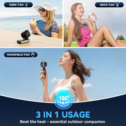 Portable Handheld Turbo Fan, 5 Gear Wind,5000Mah Battery Operated, up to 10 Working Hours, 3 in 1 Hand Fan Rechargeable for Outdoor Activities, Travel, Working Fathersdaygift