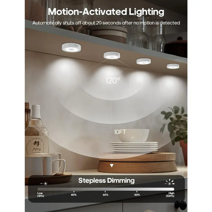 (1/3/6 Pack) Led under Cabinet Lighting, Motion Sensor Light Indoor, 1000Mah Puck Lights with IR Remote, Rechargeable under Counter Lights for Kitchen,Cabinets,Closet,Stairs Indoor, Interior Led Lights