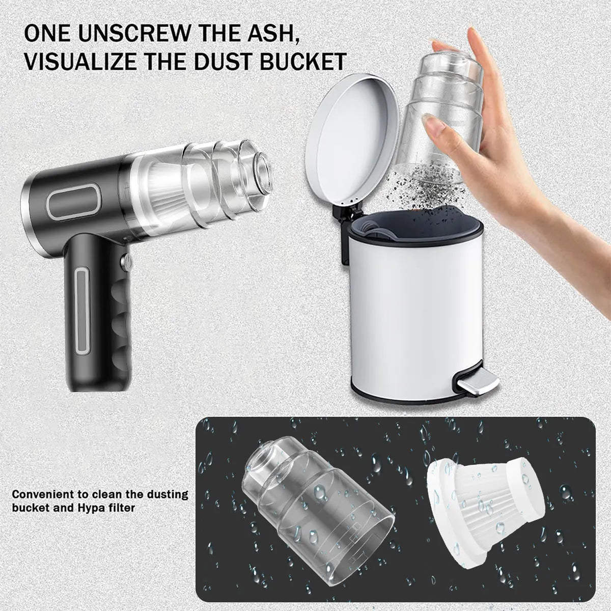 Portable Car Vacuum Cleaner, Rechargeable Handheld Car Vacuum Cleaner, Multifunctional Car Cleaning Tool for Hair & Bookshelf Cleaning, Cordless Stick Vacuum, Handheld Wireless Vacuum