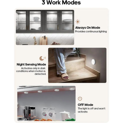 (1/3/6 Pack) Led under Cabinet Lighting, Motion Sensor Light Indoor, 1000Mah Puck Lights with IR Remote, Rechargeable under Counter Lights for Kitchen,Cabinets,Closet,Stairs Indoor, Interior Led Lights