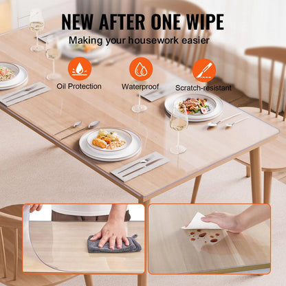 【Dealsforyoudays】Vevor Plastic Table Cover, , 42 X 60 Inch 2.0 Mm Thick Clear Table Protector, Rectangle PVC Desk Mat, Waterproof & Easy Cleaning Desk Pad Tablecloth, for Office Dresser Dining Room Table Night Stand