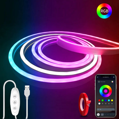 16.4FT RGB Neon Rope Lights – Dimmable with App Control, Smart LED Ambient Backlight for TV, Computer, Bedroom & Living Room, Neon Accent Light, Ideal Christmas Gift Summerwins Led Lighted Led Strip Bulb