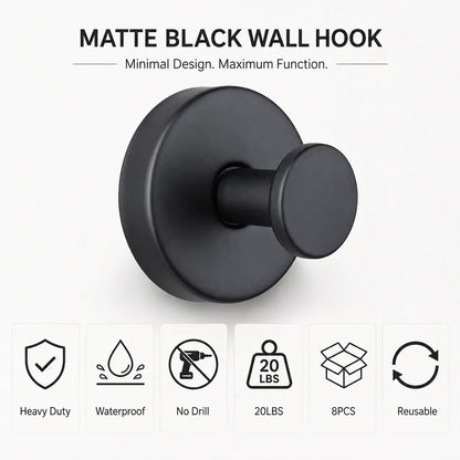 8Pcs Heavy Duty Adhesive Hooks - 15LBS Capacity Each, Waterproof, Damage-Free, Ideal for Bathroom, Kitchen Home Organization Organiser Organiser Organiser Organiser
