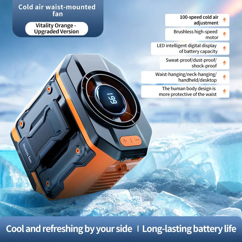 HOOYS USB Rechargeable Handheld Portable Fan, 199-Speed Adjustable, with Waist Clip, Flashlight & Powerdisplay, Personal Fan for Outdoor, Camping, Jobsite, Travel &Indoor Use Summerwins