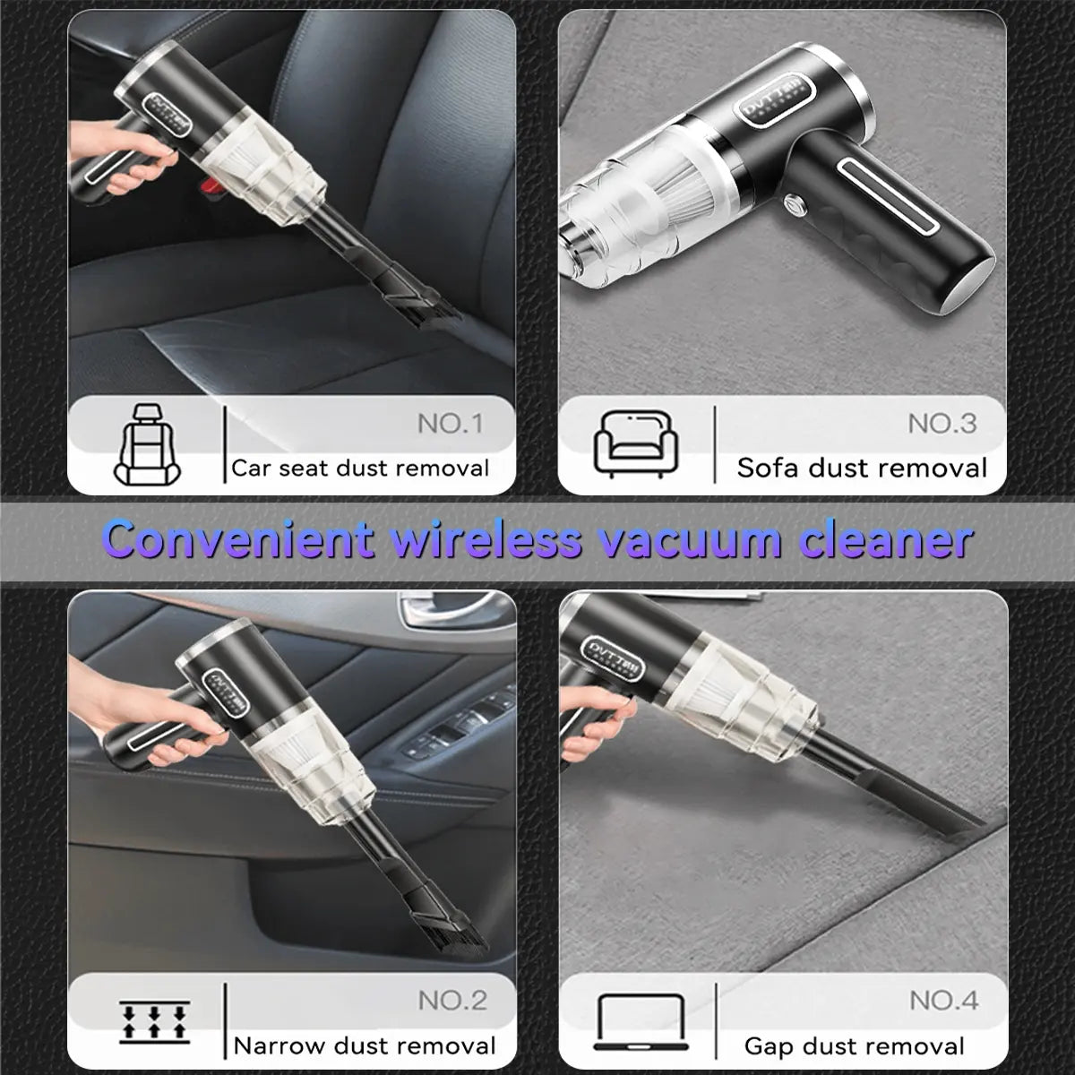 Portable Car Vacuum Cleaner, Rechargeable Handheld Car Vacuum Cleaner, Multifunctional Car Cleaning Tool for Hair & Bookshelf Cleaning, Cordless Stick Vacuum, Handheld Wireless Vacuum