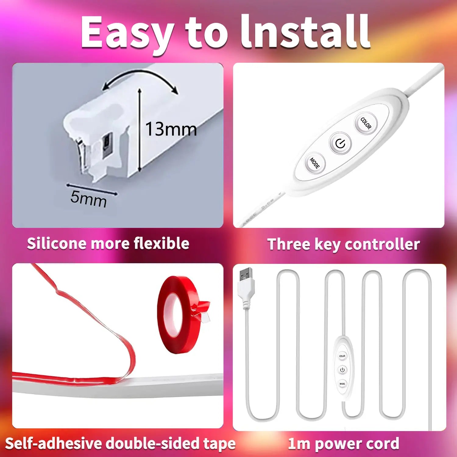 16.4FT RGB Neon Rope Lights – Dimmable with App Control, Smart LED Ambient Backlight for TV, Computer, Bedroom & Living Room, Neon Accent Light, Ideal Christmas Gift Summerwins Led Lighted Led Strip Bulb