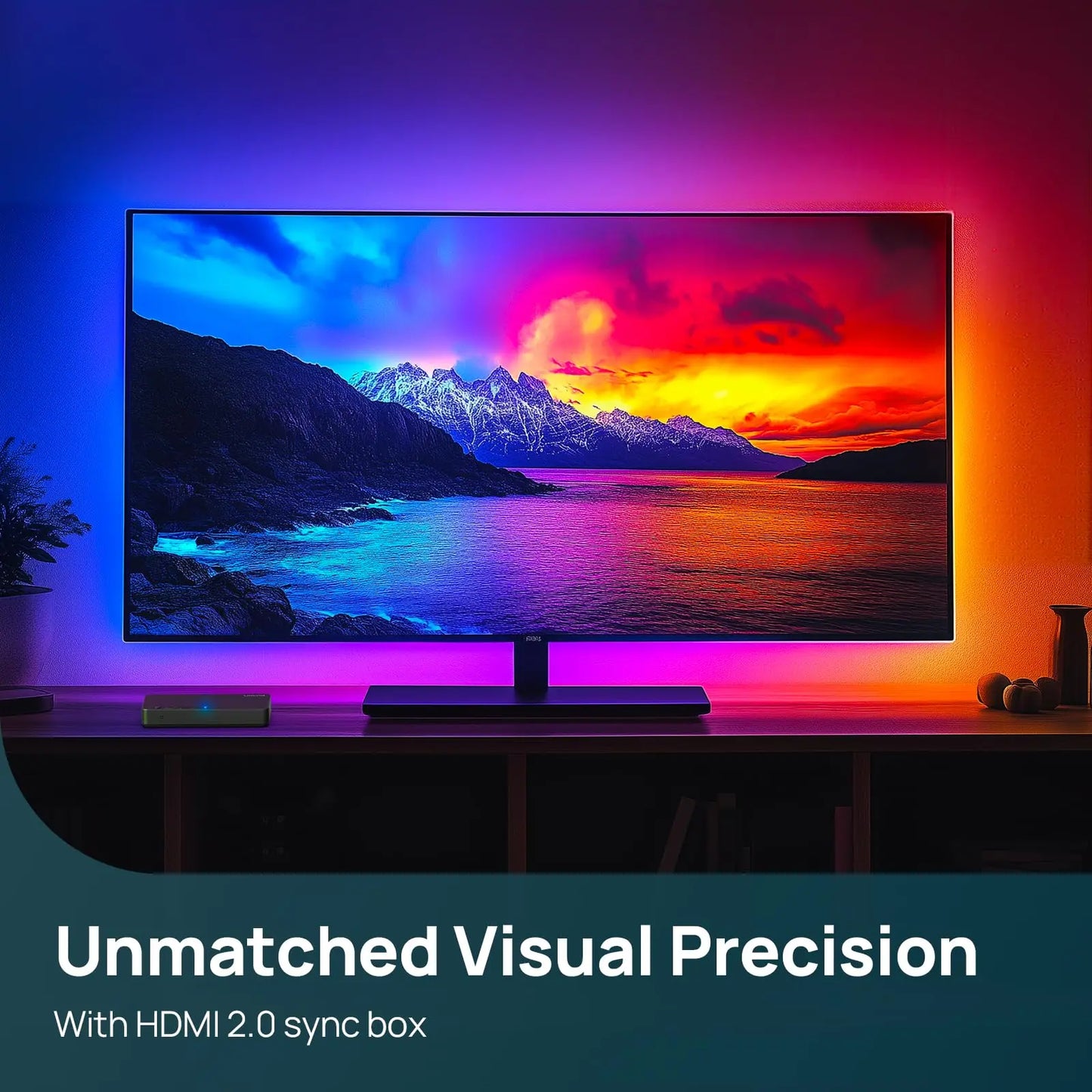 Linkind HDMI 2.0 Sync Box, AI Lumisync Technology ET6 Smart TV Backlights, Supports 4K@60Hz, LED Backlights for 90 Inch Tvs, for Christmas Decorations, Smart App Control, Music Sync