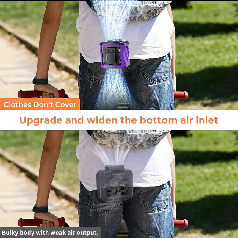 HOOYS USB Rechargeable Handheld Portable Fan, 199-Speed Adjustable, with Waist Clip, Flashlight & Powerdisplay, Personal Fan for Outdoor, Camping, Jobsite, Travel &Indoor Use Summerwins