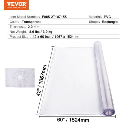 【Dealsforyoudays】Vevor Plastic Table Cover, , 42 X 60 Inch 2.0 Mm Thick Clear Table Protector, Rectangle PVC Desk Mat, Waterproof & Easy Cleaning Desk Pad Tablecloth, for Office Dresser Dining Room Table Night Stand