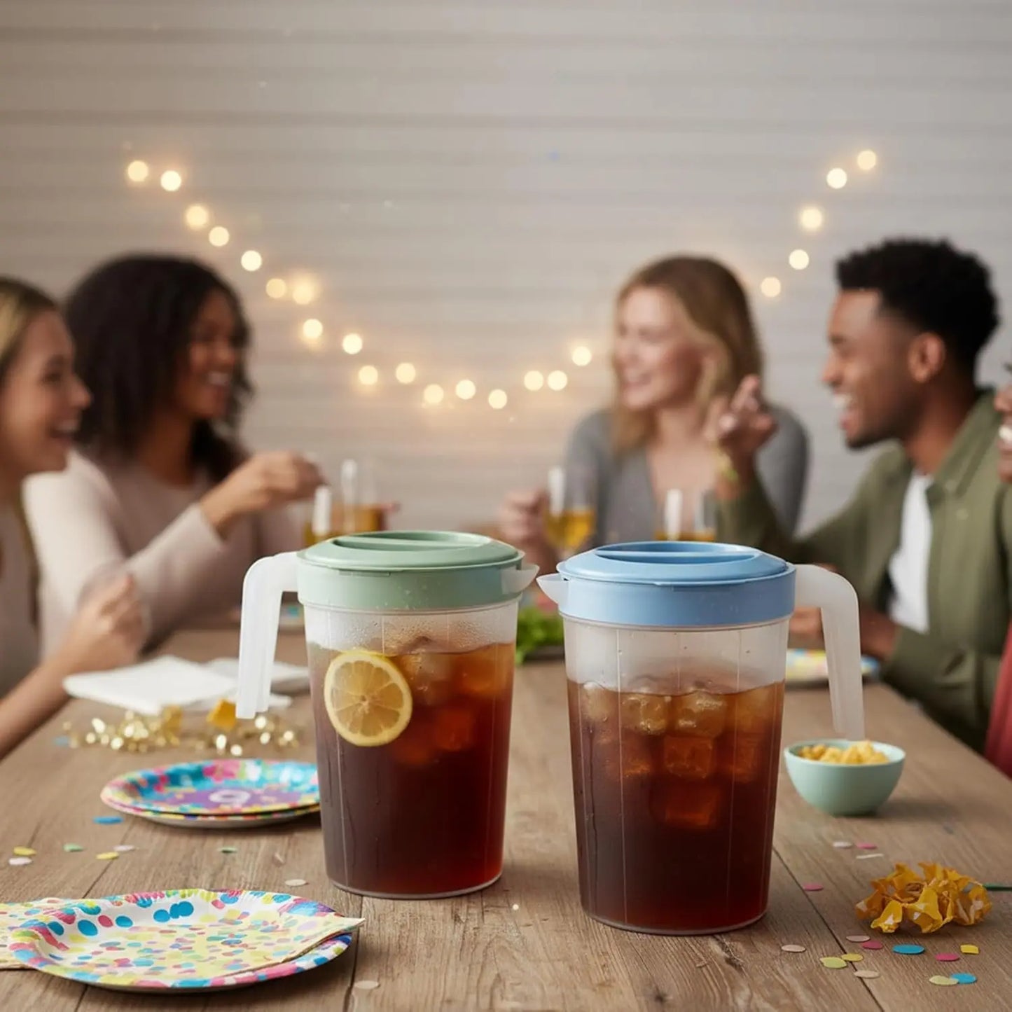 2 Pack 1 Gallon Plastic Pitchers with Lids BPA Free Large Beverage Containers for Iced Tea Juice Water Dishwasher Safe Leak Proof Storage Jugs for Fridge Freezer