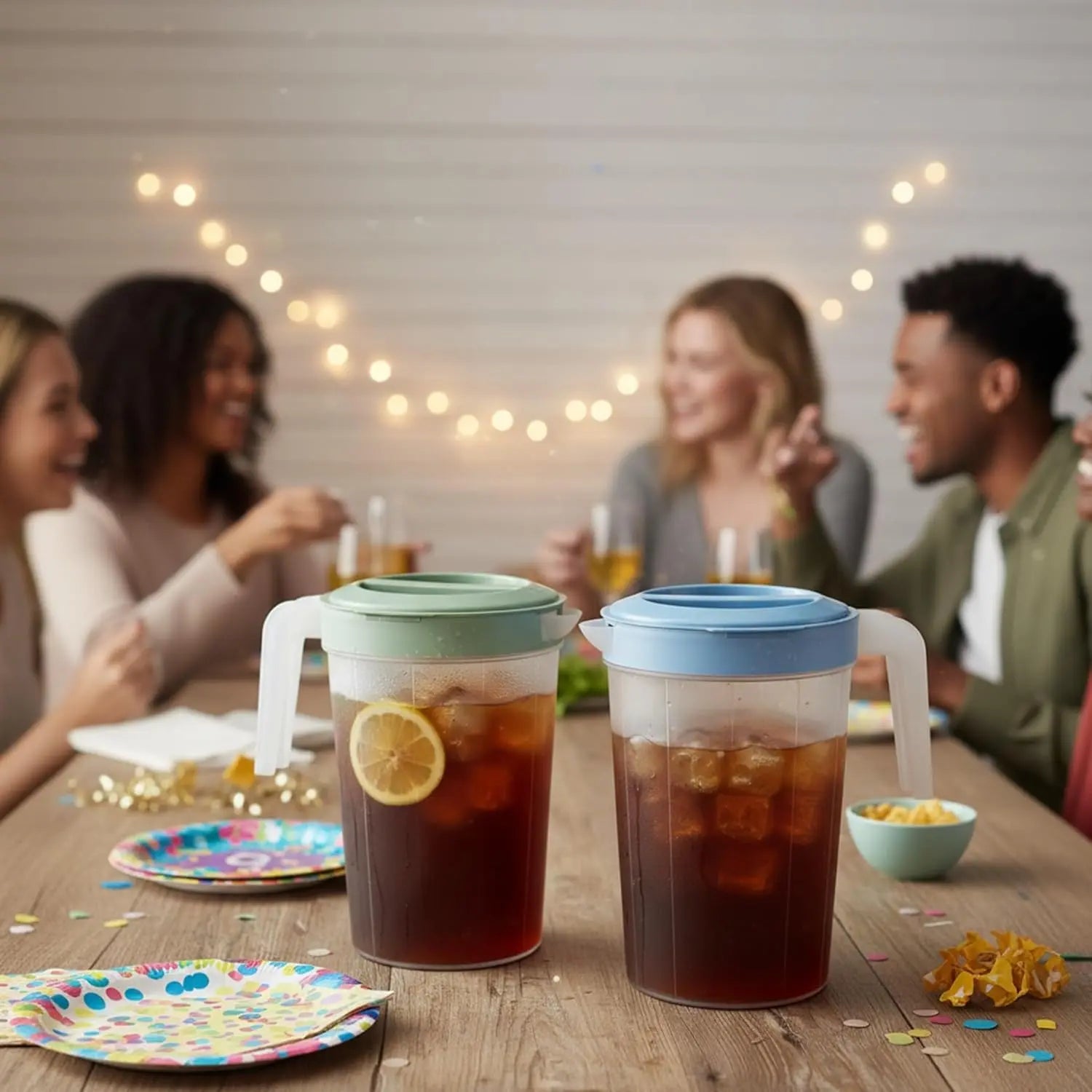 2 Pack 1 Gallon Plastic Pitchers with Lids BPA Free Large Beverage Containers for Iced Tea Juice Water Dishwasher Safe Leak Proof Storage Jugs for Fridge Freezer